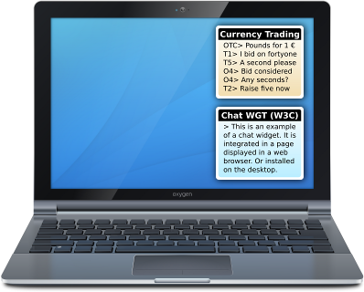 Notebook computer running procom chat widgets